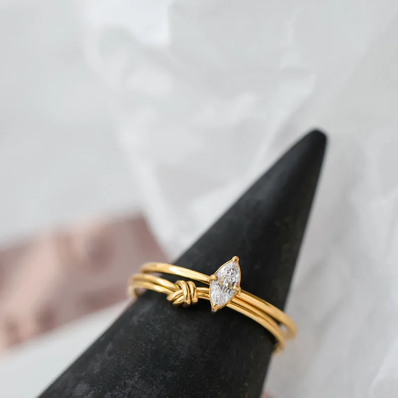 Super thin marquise eye stone rings stainless steel rings for women minimalist dainty elegant stainless steel jewelry