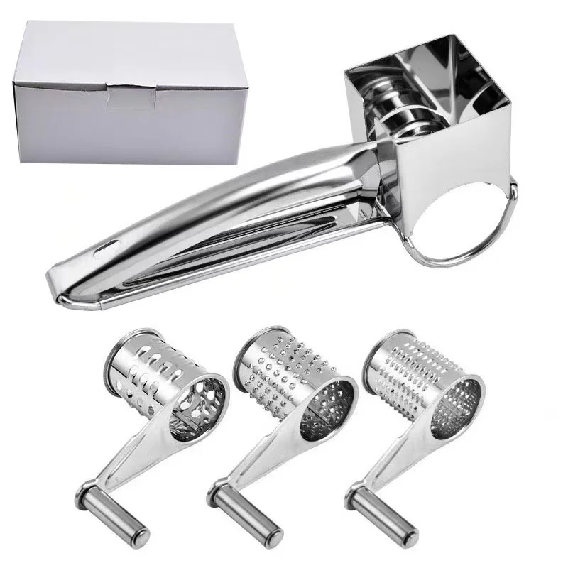 Rotary Cheese Grater Cheese Cutter Slicer Shredder Stainless Steel Manual Handheld Grater for Grating Hard Cheese Chocolate Nuts