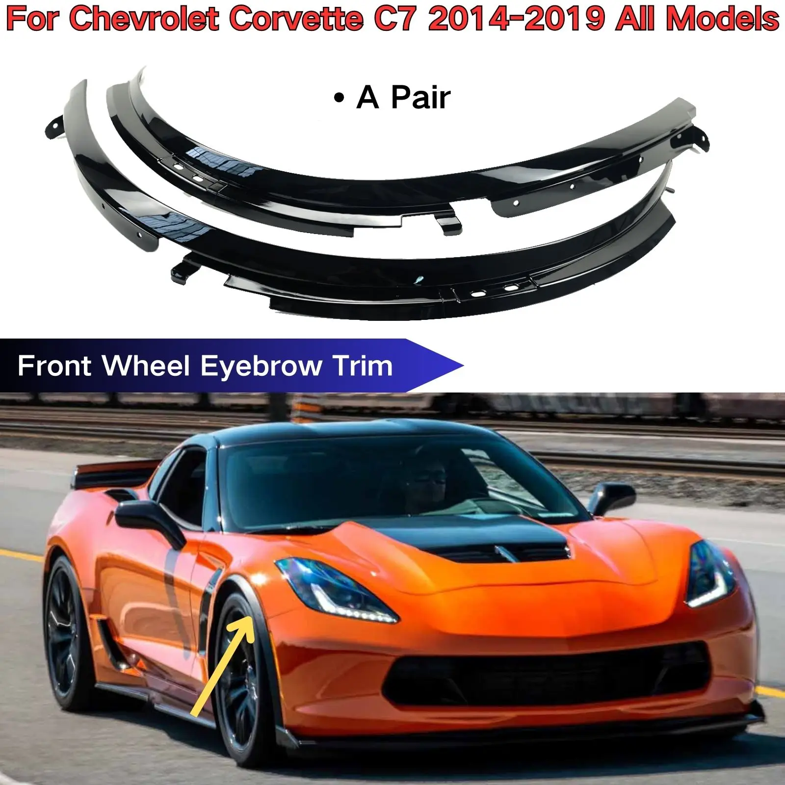 

Front Wheel Eyebrow For 2014-19 Chevrolet Corvette C7 Trim Molding Lip Fender Flares Carbon Fiber Look Body Kit Car Accessories