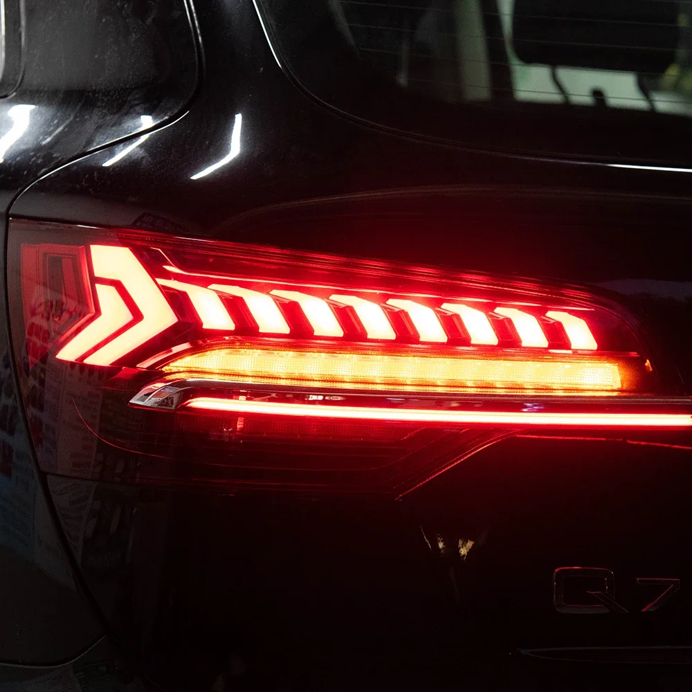 Auto Rear Back Lamps For Q7 2006-2015 Upgrade 2023 LED Car Taillight Assembly Through Back Light Dynamic Flowing Rear Tail Lamp
