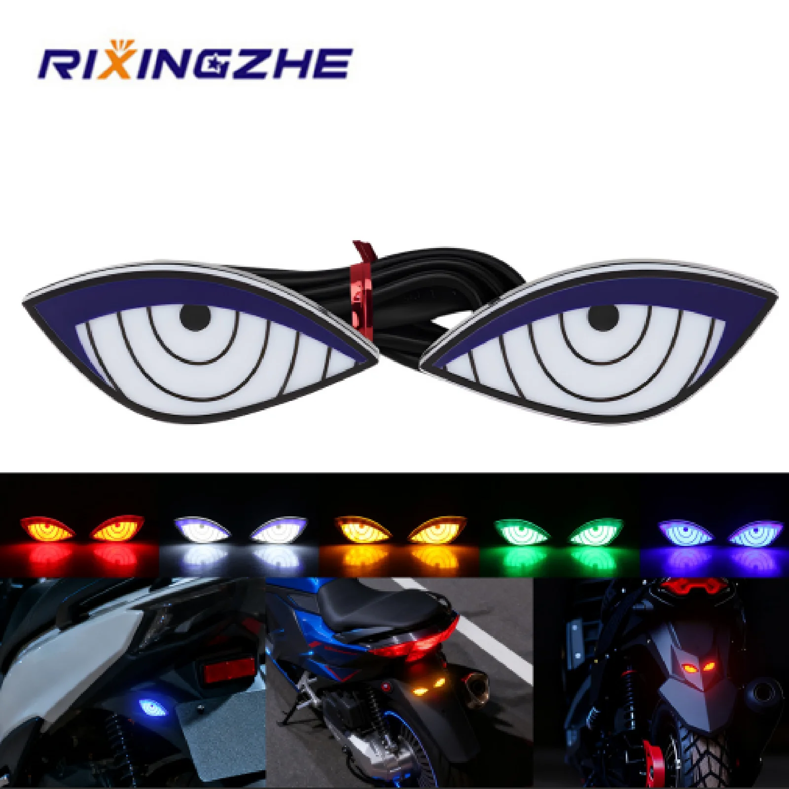 

2pcs LED Eagle Eye License Plate Lamp Headlight Super Bright Tail Brake Signal Light Warning Flash for Car Motorcycle Decoration