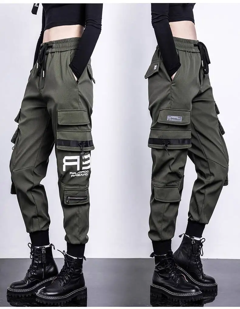 HKSH Women Tide Cargo Pants Casual Loose Trend American Pockets Safari Style Overalls High Street Foot Binding Hiking Ins HK3902