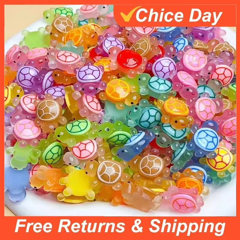 10-100Pcs Glow-In-The-Dark 3D Turtle Figurines Colorful Translucent Plastic Decorations for DIY Crafts Party Favors Classroom