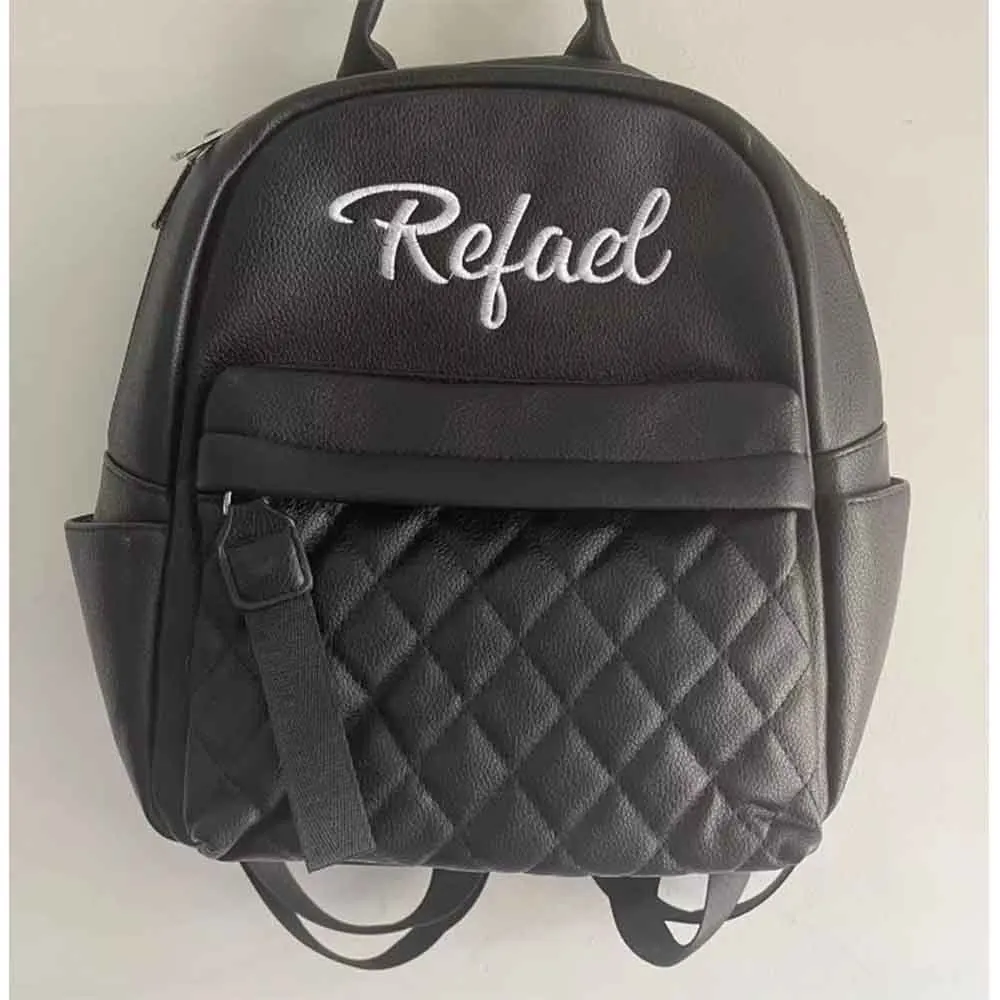Embroidery Name Backpack Women's PU Bag Fashion Ladies Gift High Quality PU Backpack Personalized Girls Outdoor Small Backpack ﻿