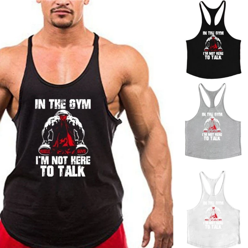 

Fitness Suspender Men's Bodybuilding Top Muscle I-shaped Vest Cotton Loose Gym Sleeveless Sweatshirt Muscle Vest Fitness