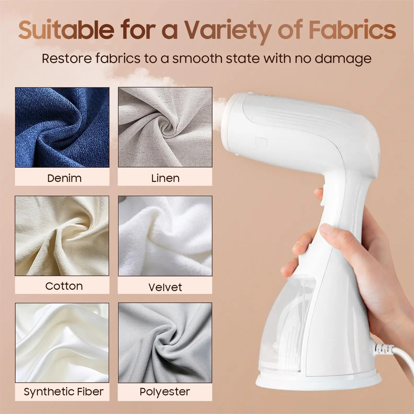 Steamer for Clothes, 1500W Clothes Steamer, Fast Wrinkle Removal with Large 300ml Tank, Ideal for All Fabrics, Easy to Use