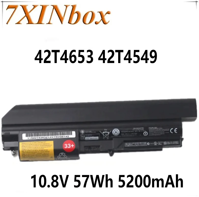 7XINbox 10.8V 57Wh 5200mAh Original 42T4653 42T4549 42T4677 42T5263 Laptop Battery For Lenovo T400 R400 R500 T61 T61P R61 R61I