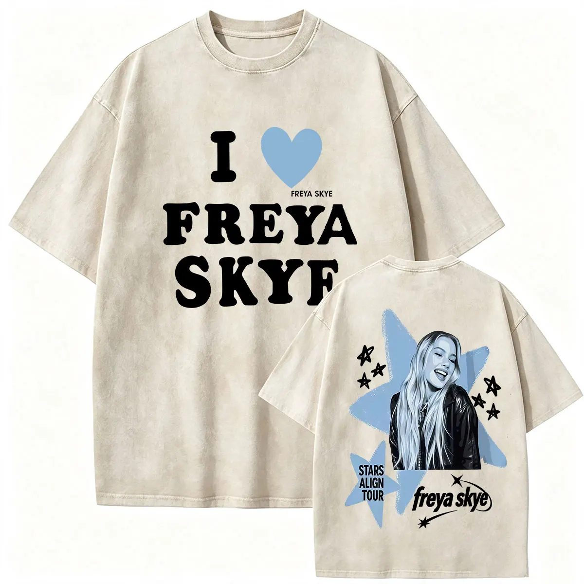 Freya Skye Stars Align Tour 2026 Vintage Washed T Shirt Men Women's Fashion Oversized Cotton T-shirt Aesthetic Clothing T-shirts
