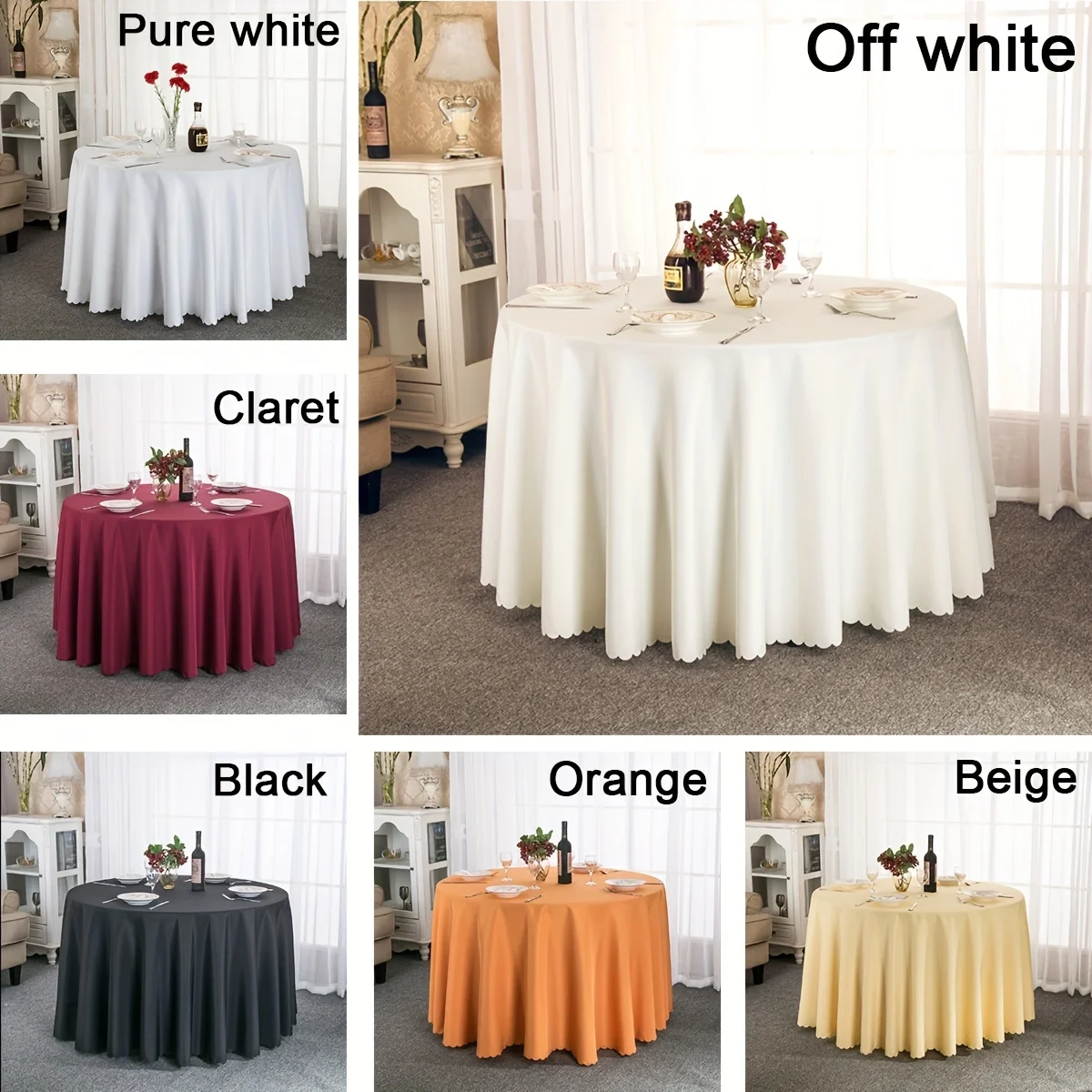 

1pc Solid Color Plain Tablecloth, Stain And Wrinkle Resistant Washable Polyester Table Cloth, Decorative Fabric Table Cover