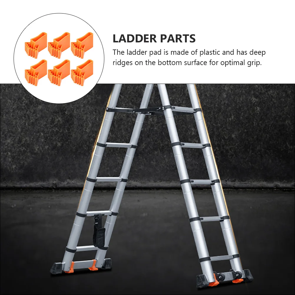 

6 Pcs Ladder Feet Pad Non Slip Mat Skid Grippers for Stair Treads Plastic Durable Reusable Construction Accessories