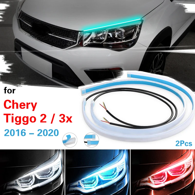 

Start-Scan LED Car DRL Daytime Running Light Auto Flowing Turn Signal Guide Thin Strip Lamp For Chery Tiggo 2 2016-2020 Tiggo 3x