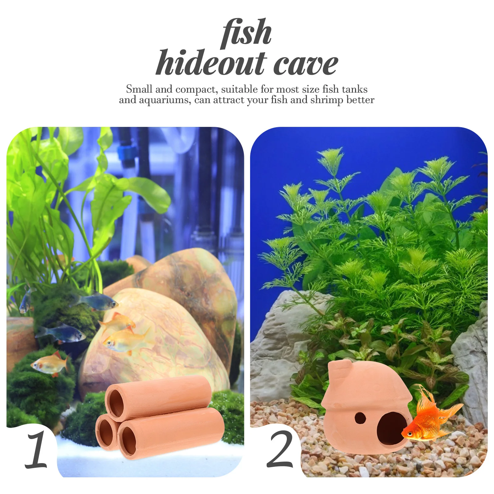 

2Pcs Aquarium Decoration Fish Shrimp Hideout Stable Bottom Easy to Use Long Lasting Beauty Aquarium Decoration