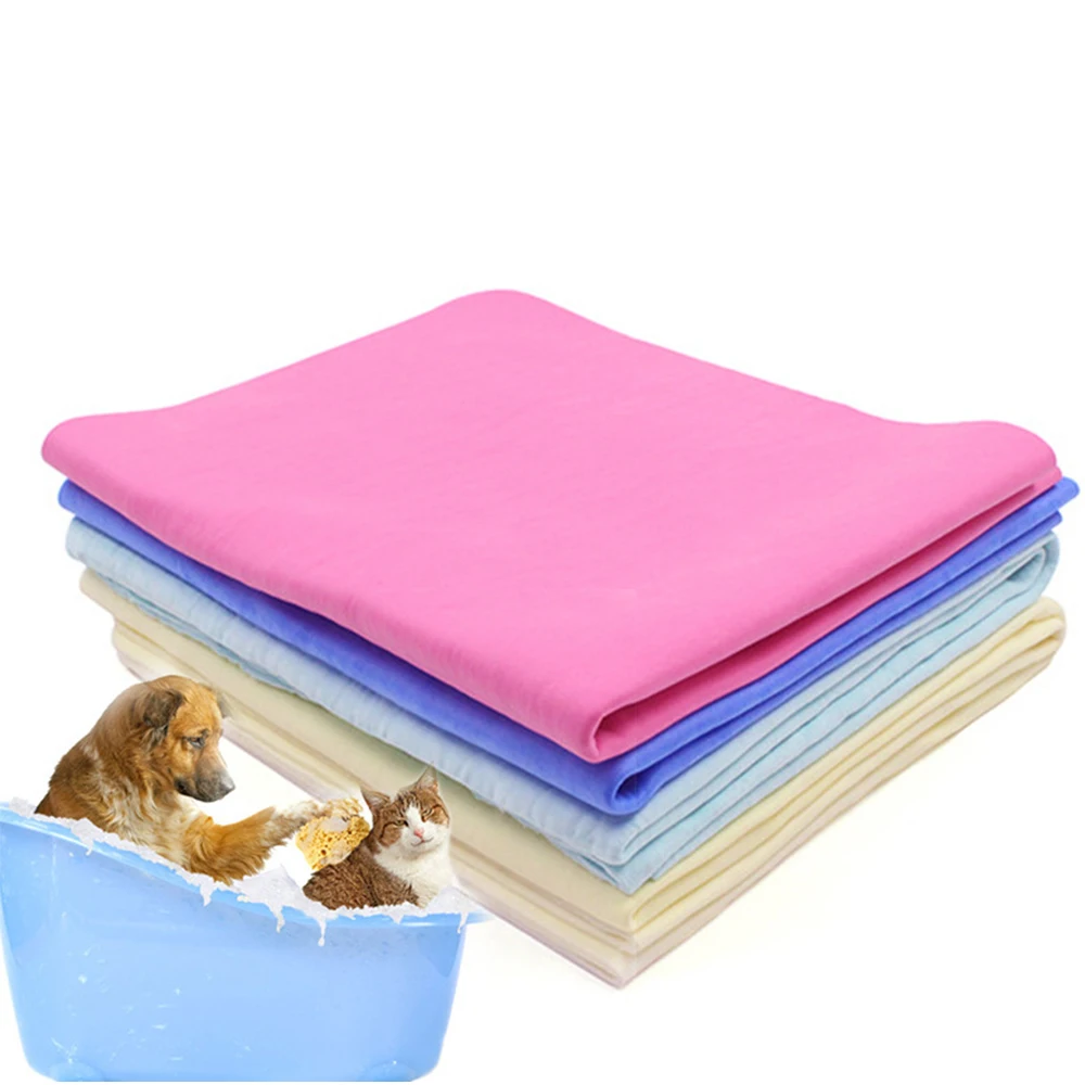 66*43CM PVA Pet Absorbent Towel Dog Bath Towel Multifunction Cleaning Absorbent Washrag Pet Dogs Cats Wash Supplies 1pc Random