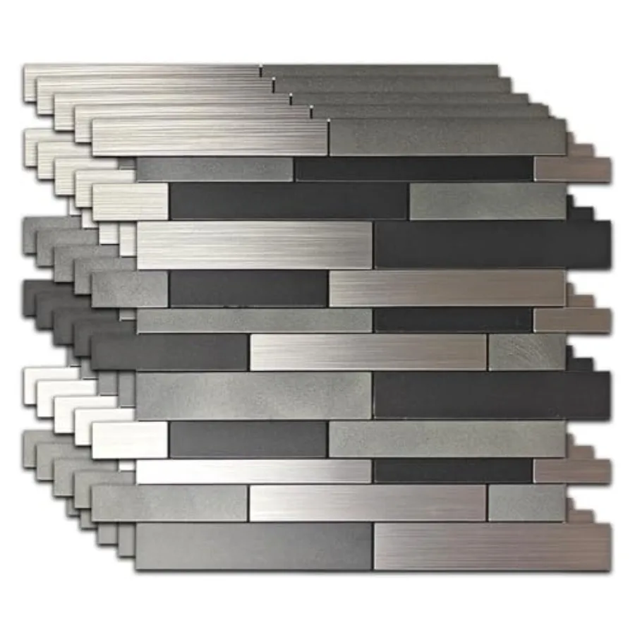 

10pcs Waterproof Non-Slip Mosaic Peel Stick Wall Stickers, Heat-Resistant Easy Cut DIY Decorative Tiles for Kitchen Bathroom Li