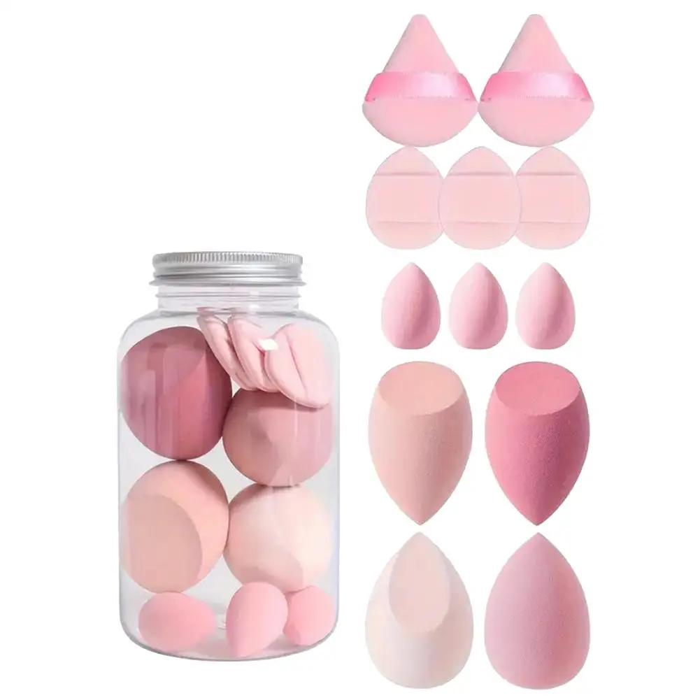 14 ชิ้นแต่งหน้าฟองน้ําเครื่องสําอางค์พัฟ Foundation ฟองน้ําเครื่องปั่นความงามไข่แป้งพัฟ Make Up อุปกรณ์เสริมผู้หญิงแต่งหน้าเครื่องมือ