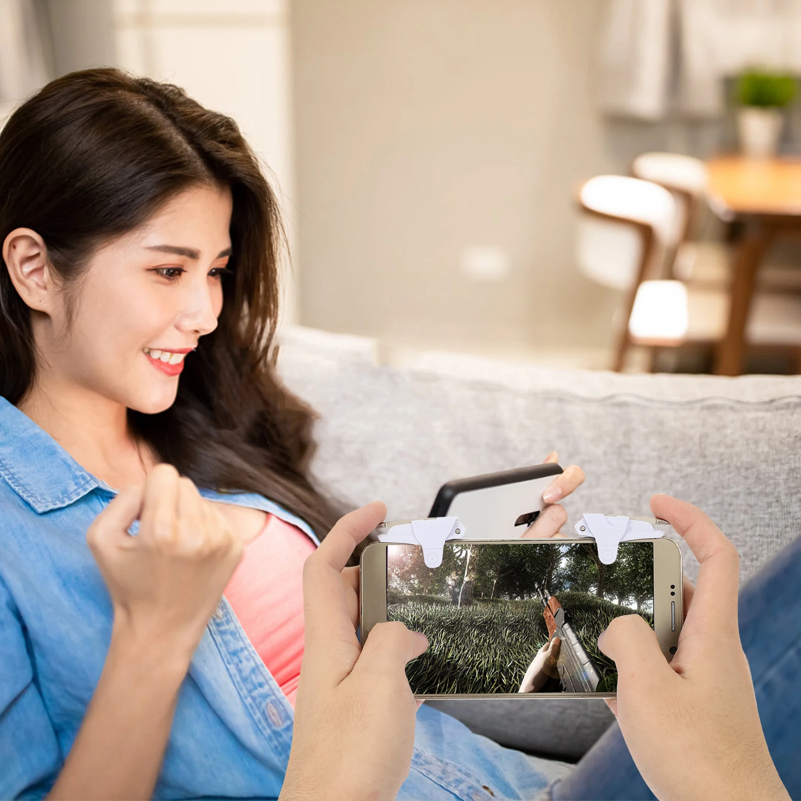 

1 Pair Mobile Game Controller Shooting Assist Trigger High Sensitivity Compatible With Most Smartphones Portable Lightweight