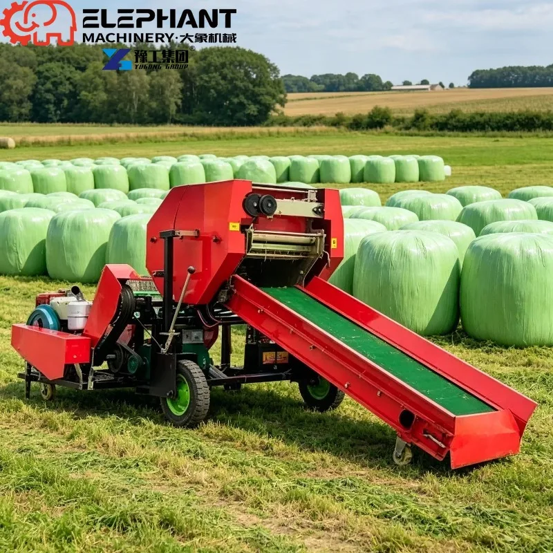 Small Round Straw Baler Low Power Consumption Mobile Pasture Grass Baling Press Equipment