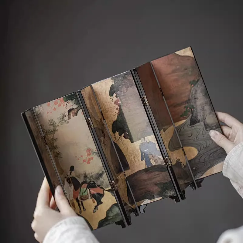 

Tea Table Double-sided Small Screen Decoration Antique Retro Tea Table Lacquerware Decoration Tea Ceremony Accessories
