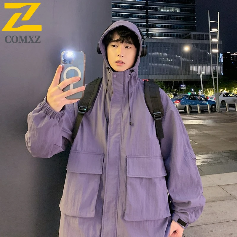 

Брендовая мужская куртка, осень 2023, новая повседневная ветрозащитная рабочая одежда с капюшоном и несколькими карманами, уличное пальто для альпинизма, прочные куртки