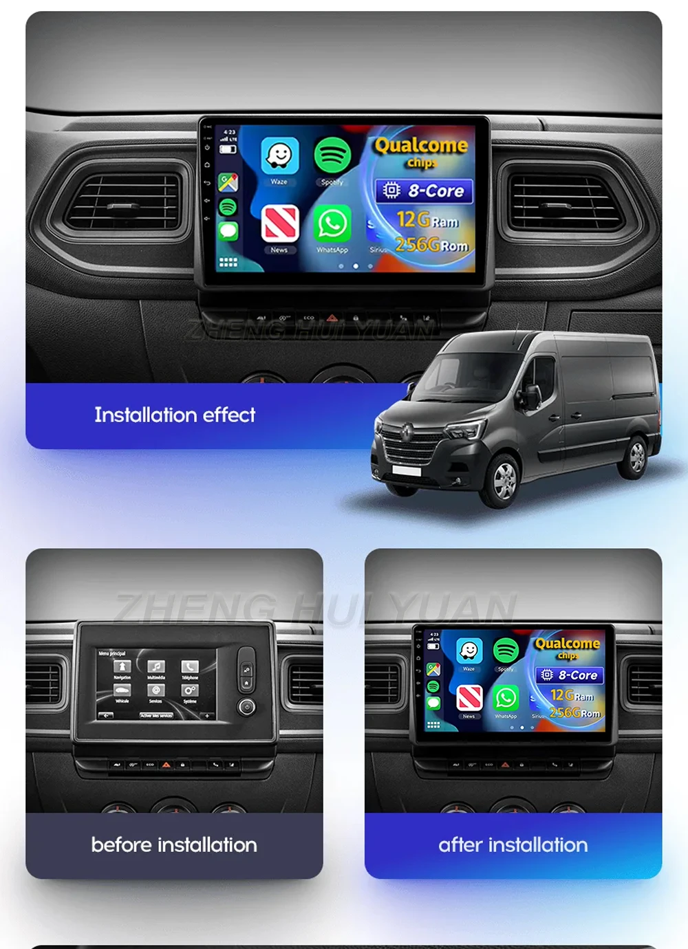 Android Auto Carplay For Renault Master 2019 - 2022 Android 16 Car Radio Multimedia Player Head Unit Navigation GPS RDS WIFI 4G