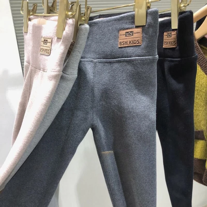 

Girls' Velvet High Waist Pants Plush-Lined Winter Trousers for Small/Medium Kids Warm & Stylish Kids Clothes