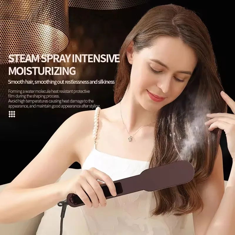 Professional 2in1 Hair Straightener Brush PTC Fast Heated Hairbrush Curling Irons Anti-Scald Steamer Comb Curler Styling Tool