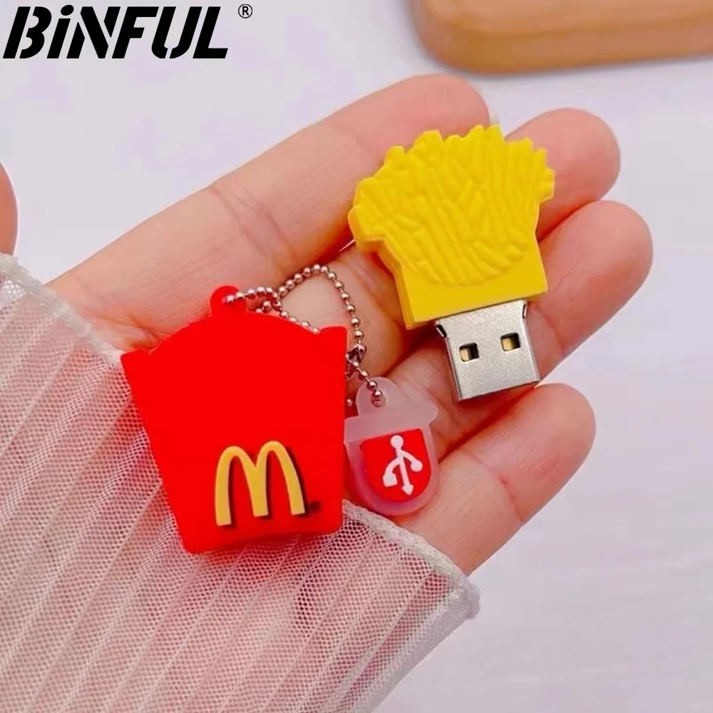 BINFUL M Cartoon USB Flash Drive 128GB Real Capaciteit Memory Stick 2TB 1TB frietjes Pendrive 512GB Onbreekbaar U Disk 256GB