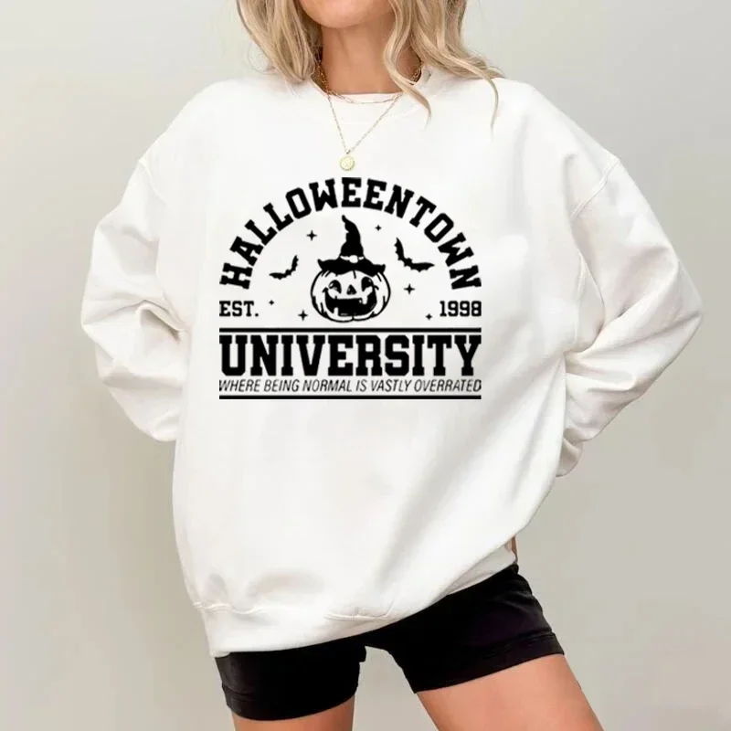 Halloween Town Sweatshirt Halloween Town Est 1998 College Horror Sweatshirt Womens Long Sleeve Halloween Pullover Unisex Eastern