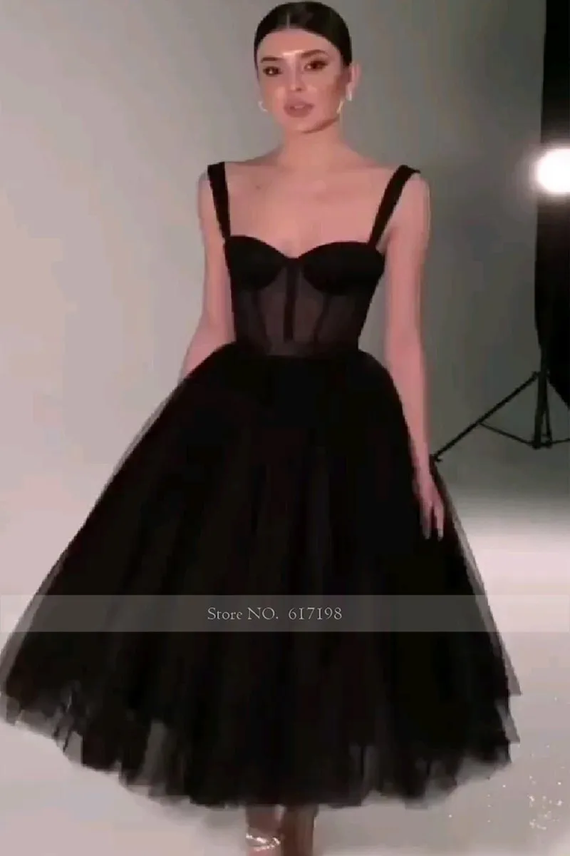 Robe de Soirée en Tulle à Paillettes, Simple, Longueur Thé, Plissée, Ligne A, Bal, Quelle que soit la Robe de Soirée, 123