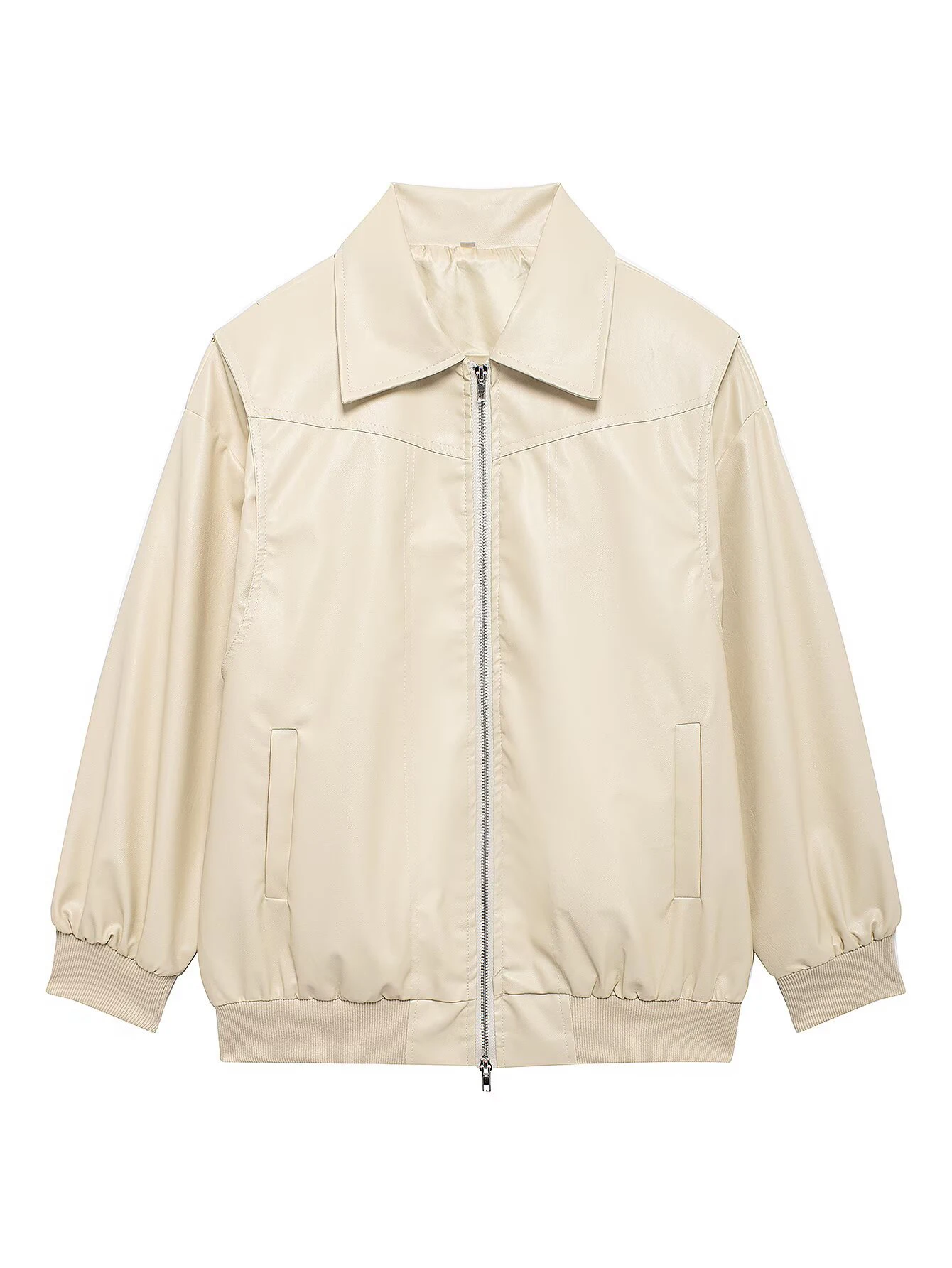 

Женская легкая куртка с длинным рукавом, свободная посадка, однотонная, с лацканами и карманами на молнии, модная осенняя верхняя одежда