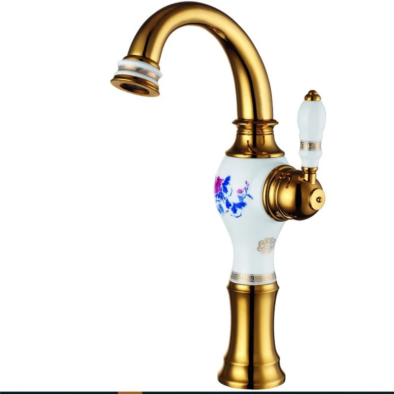 

Tuqiu Золотой смеситель для ванной комнаты Латунный и керамический золотой смеситель для раковины Настольный смеситель для горячей и холодной воды Смеситель для раковины Смеситель для раковины