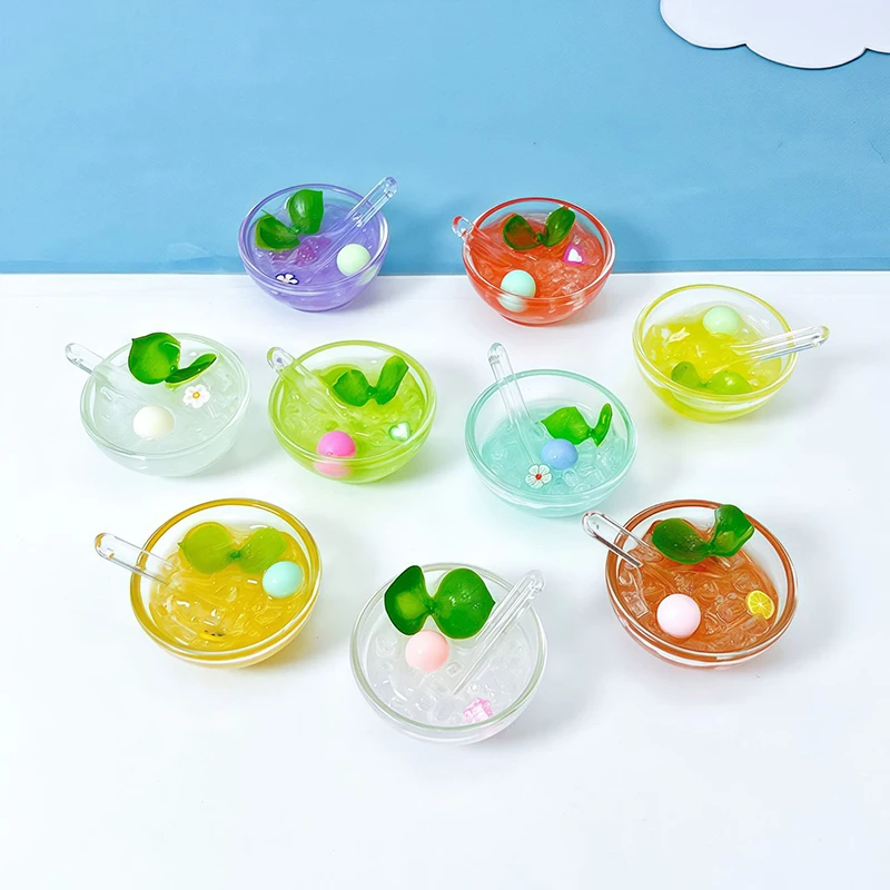 1PC Simulation Creative Glittering Night Light Candy Bean Mint Bowl Dessert Dollhouse Mini Kitchen Food Accessories Toys