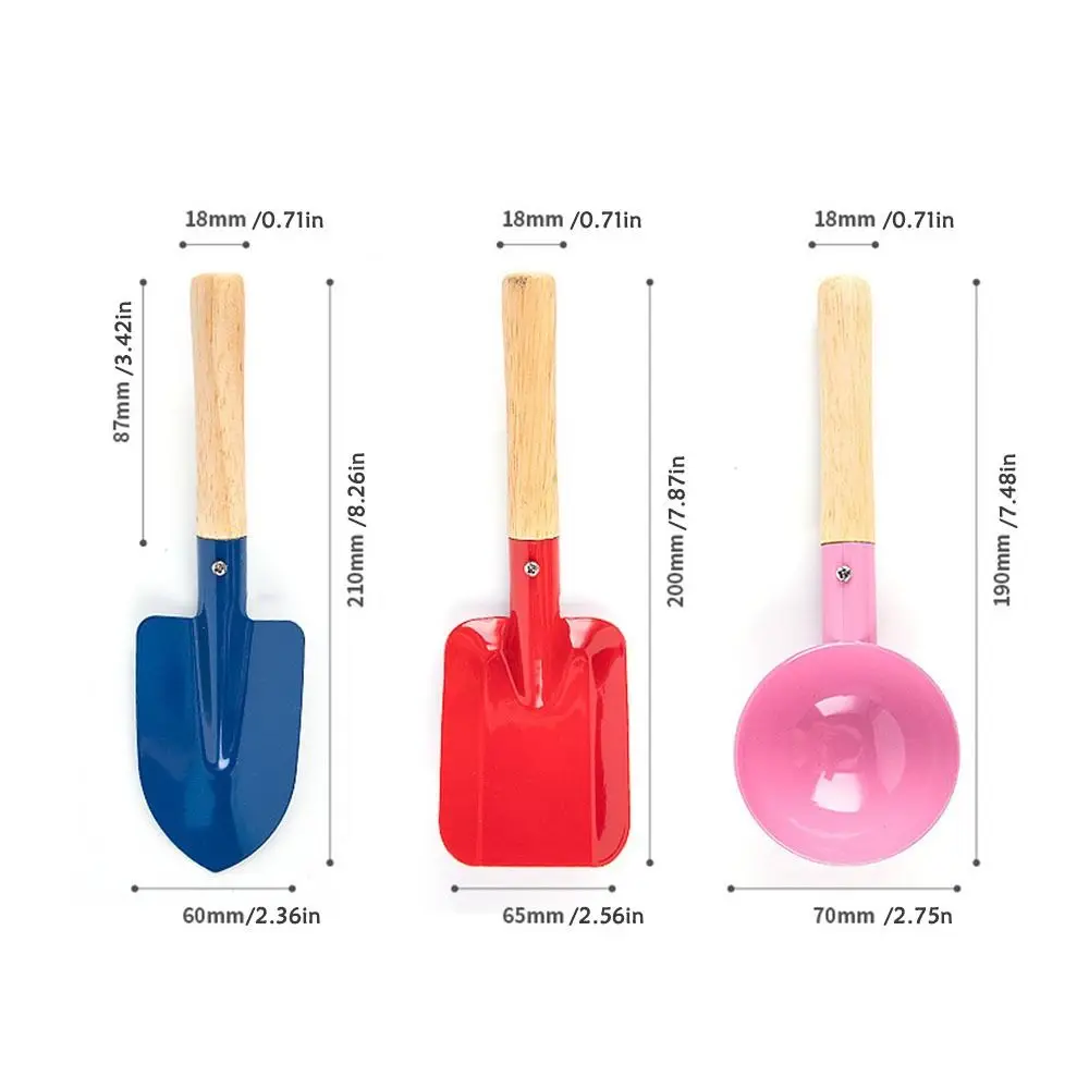 Candy Color With Wooden Handle Scoop Fork Beach Toy Shovel Trowel Kids Garden Tool Gardening Tool Rake