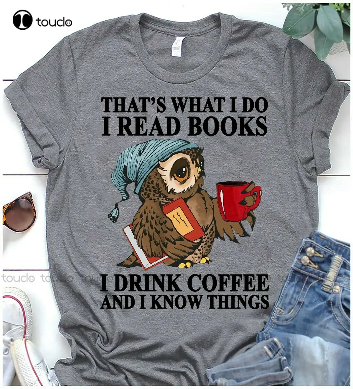 Owl At That'S What I Do I Read Books I Drink Coffee T-Shirt Funny Shirts Custom Aldult Teen Unisex Digital Printing Tee Shirts