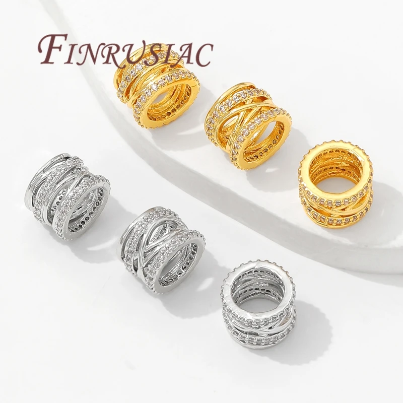 7.6 مللي متر * 10 مللي متر خرز بفتحة كبيرة ، خرز فاصل مطلي بالذهب عيار 18 قيراط لصنع الأساور ، خرزة لإكسسوارات القلادة ، نتائج ذاتية الصنع