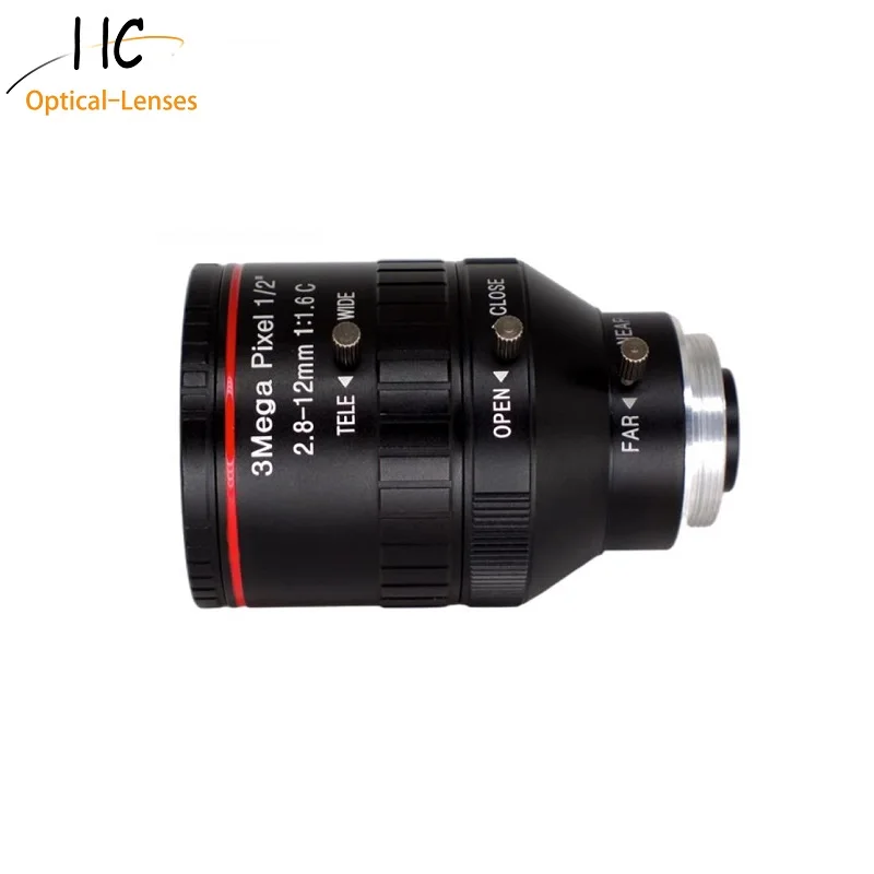 3.0 ميجا بيكسل C-Mount 2.8-12 مللي متر 1/2 بوصة تنسيق FA/ رؤية الآلة عدسات بطول بؤري متغير F1.6 عدسة Iris CCTV يدوية