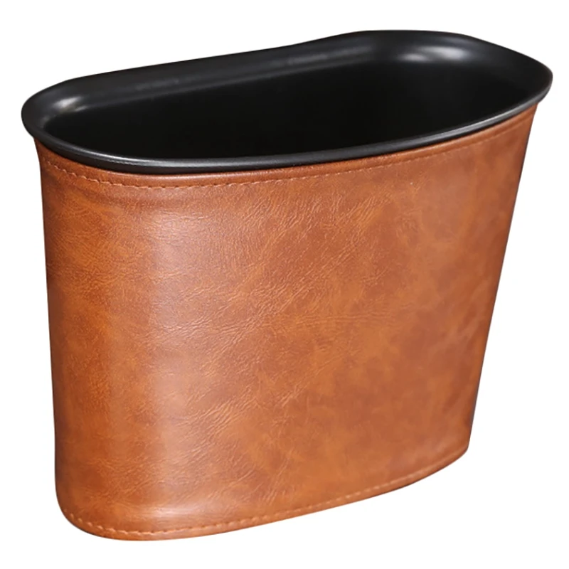 

Car Trash Can PU Trash Bin Dustbin Garbage Organizer Holder Small Trash Wastebasket Container for Car, SUV Coffee