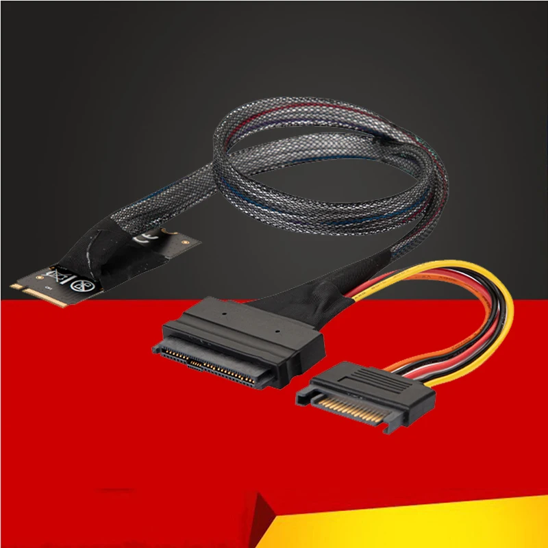 

50cm M.2 NVME M Key to SFF-8639 U.2 Cable Adapter with 15Pin SATA Power Supply Cable for 2.5 inch NVMe SSD M2 to U.2 Riser Cable