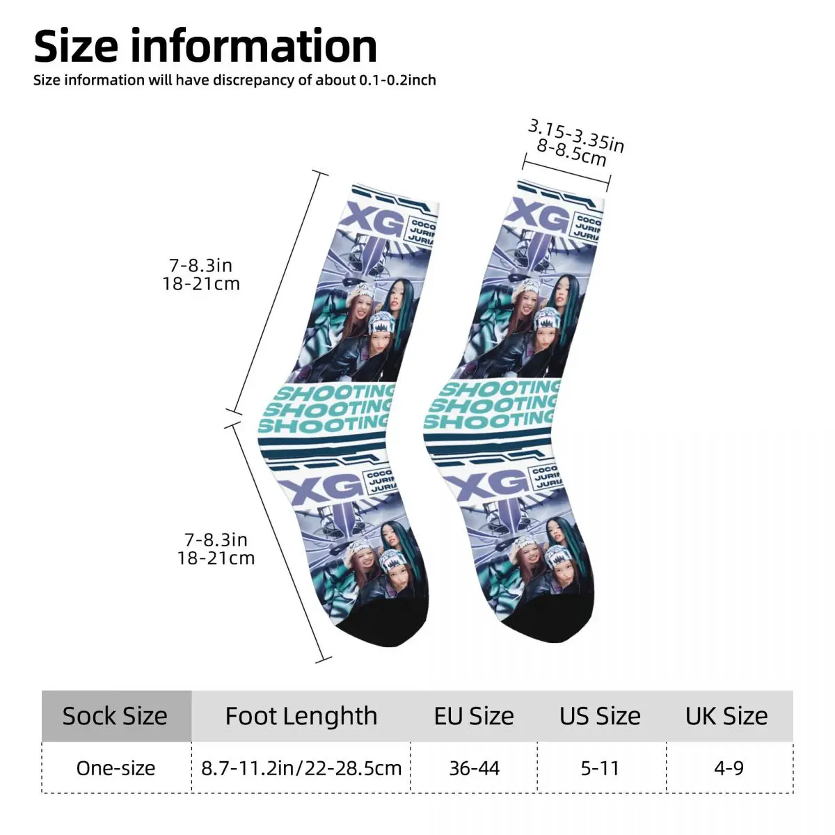 Retro XG Pop Herren Kompression socken Unisex XG Harajuku nahtlos bedruckte Neuheit Crew Socke