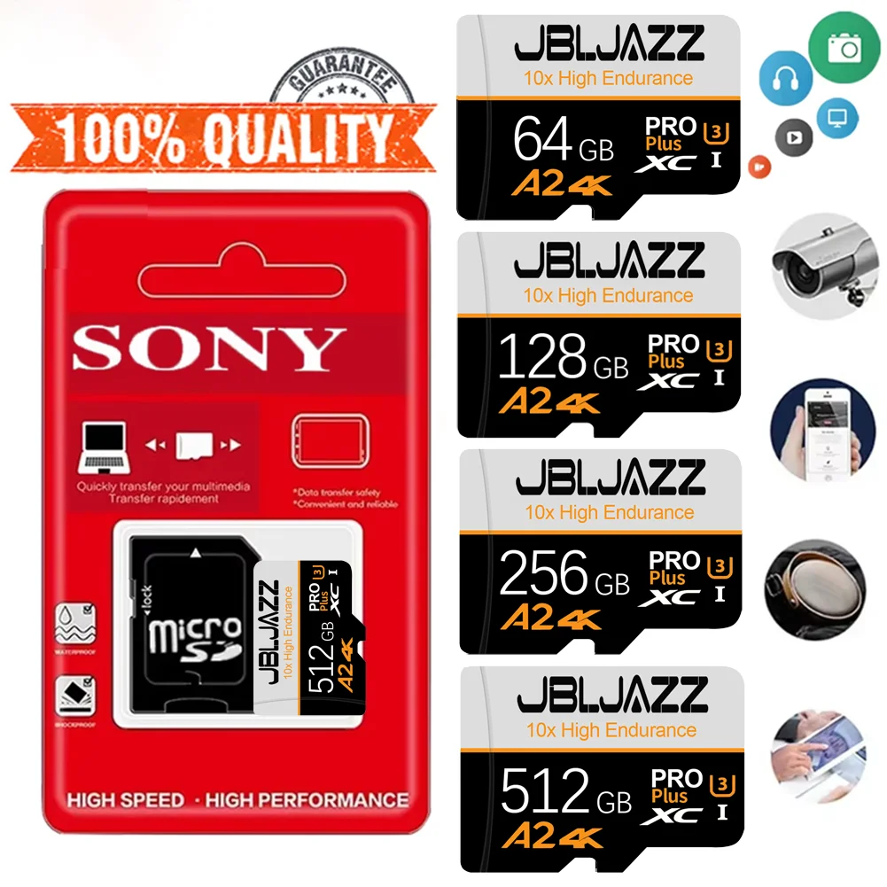 

High-Speed TF Memory Card 128/256/512GB Compatible with Mobile Phone Camera Tablet CCTV PC Car Stereo Safe File Transfer