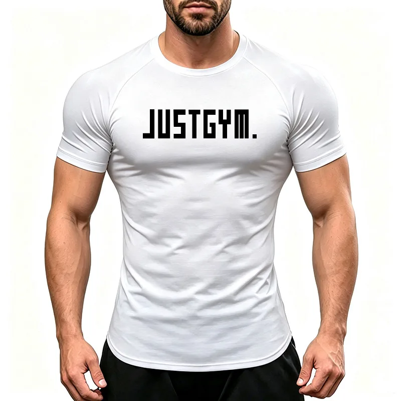 Men's Quick Dry Running T-Shirts Raglan Short Sleeve Gym Workout Top Moisture Wicking Breathable Athletic Bodybuilding Tee