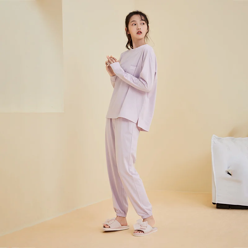 Semir Long-Sleeved Pajamas Women Pure Cotton New Autumn Casual Simple Can Be Worn Outside Pajamas Set