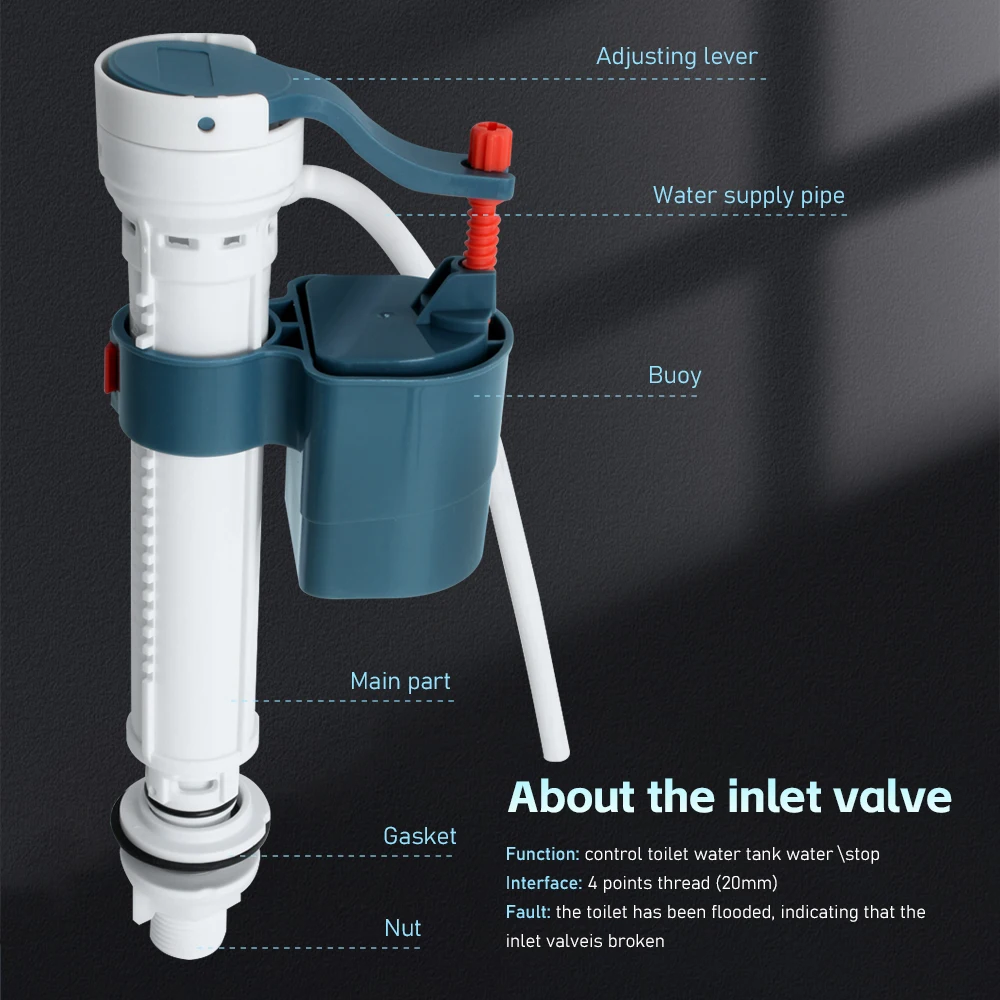 Complete Flush Toilet Repair Kit Old Inlet Outlet Valve Tank Button Fittings Spout Drain Valve for Toilet Rehabilitation