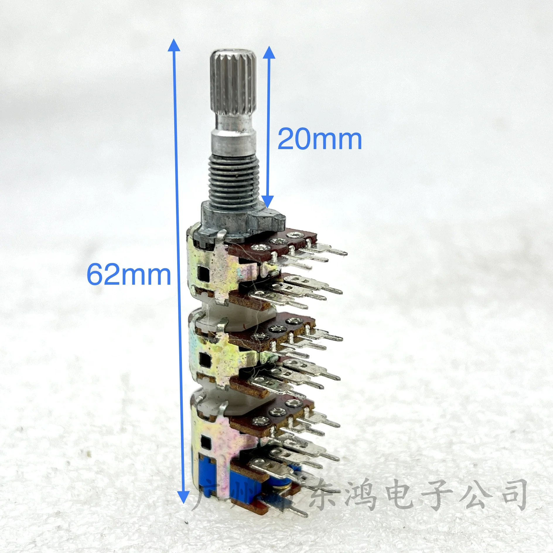 1 PCS 12 type six link A50K B10K * 6 six link multi-channel audio volume amplifier potentiometer with switch shaft length 20MM