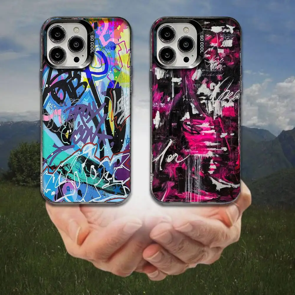 

Cool Colorful Graffiti Phone Case For iPhone 16,15,14,13,12,11,8,7,Pro,Max,Plus,Mini,XS,SE Anti Fall Black Matte Hard