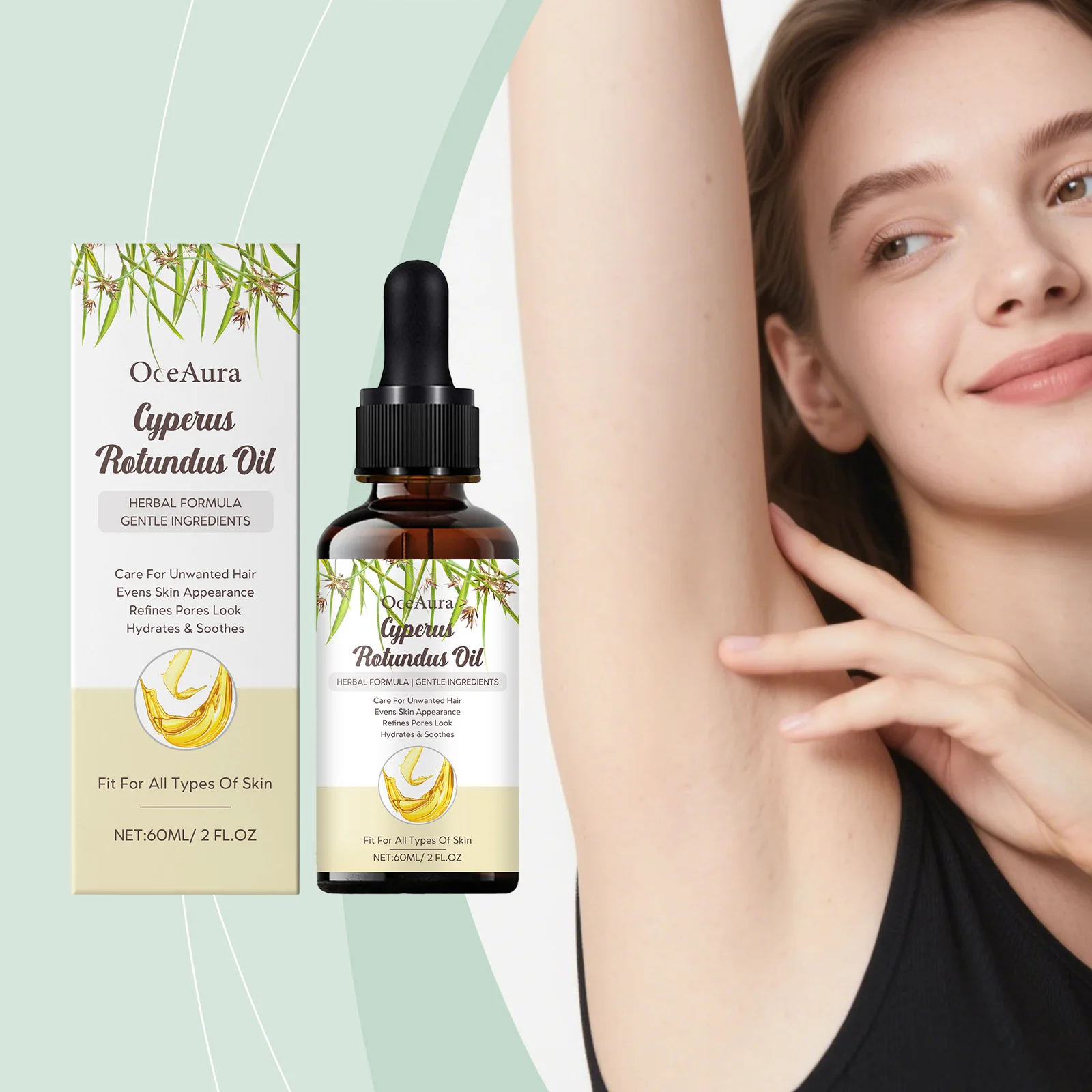 Cyperus Rotundus Oil to Reduce Body Hair Growth Moisturizing Skin Soothing Pore Shrinking Sweet Almond Oil After Hair Removal