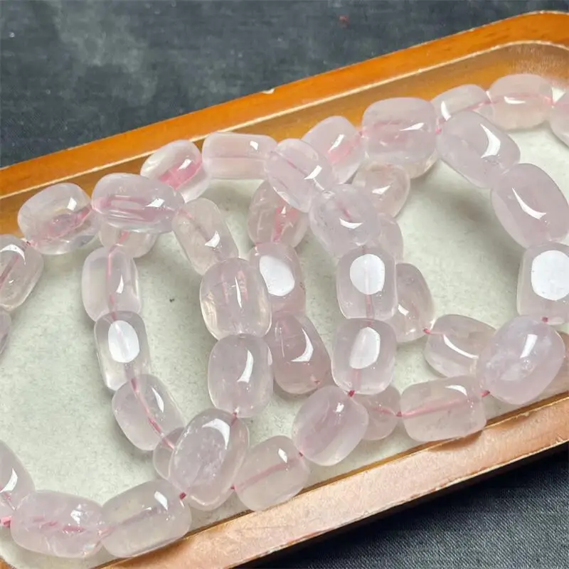 Natural Rose Quartz Freeform Bead Bracelet Sweater Healing Fengshui Stone Chain Jewelry Accessories 1PCS 10-12MM