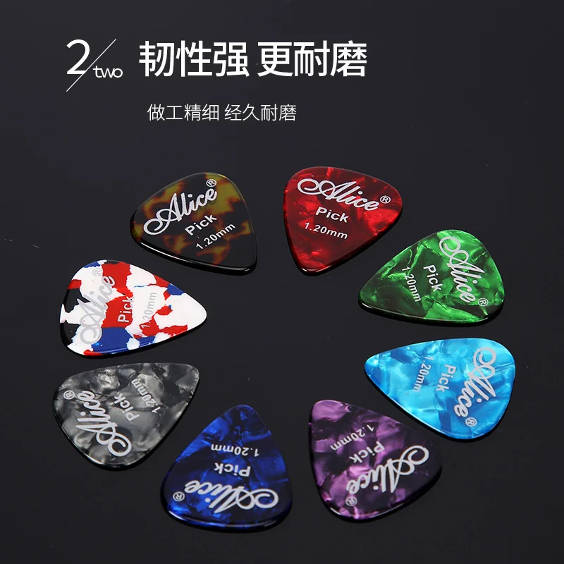 100pcs Alice Celluloid Guitar Picks Plectrum Mediator Gauge 0.46/0.71/0.81/0.96/1.2/1.5mm Random Color Guitar Parts Accessories