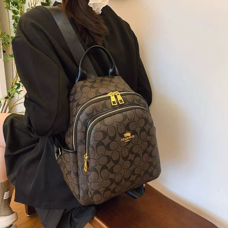 2026 New Women Fashion Printed Letter Leather Backpack Large Capacity Shoulder Bags For Teenage Girls School Bag Travel Bagpack