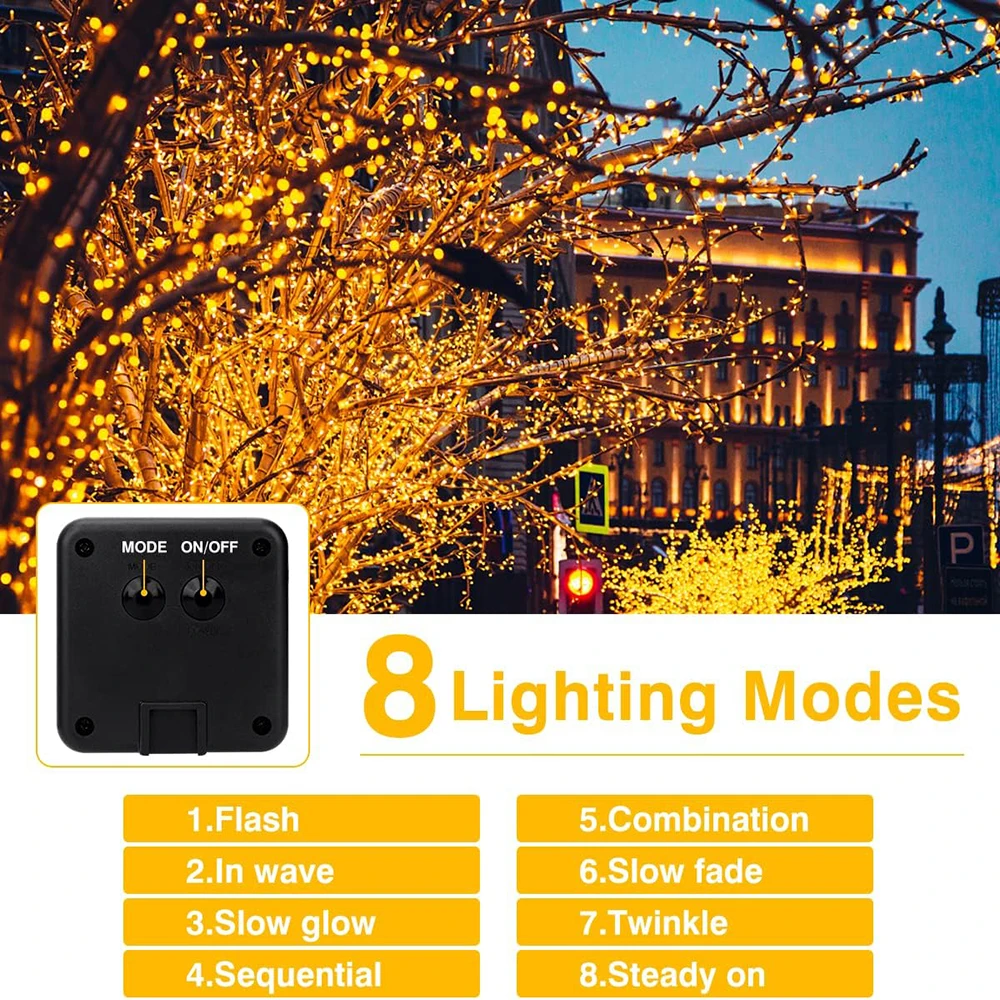 Solar Fairy Lights Outdoor IP65 Waterproof 8 Mode Solar String Light Decoration for Garden Gate Yard Wedding Christmas Party